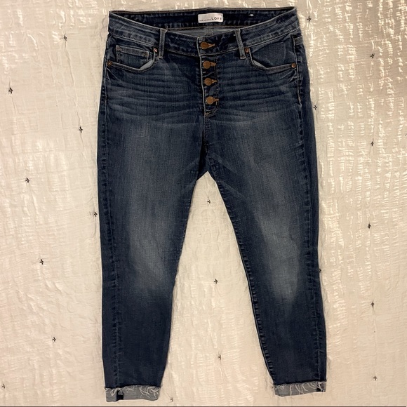 LOFT Curvy Skinny Ankle Jeans - Medium Wash Denim - Picture 1 of 4